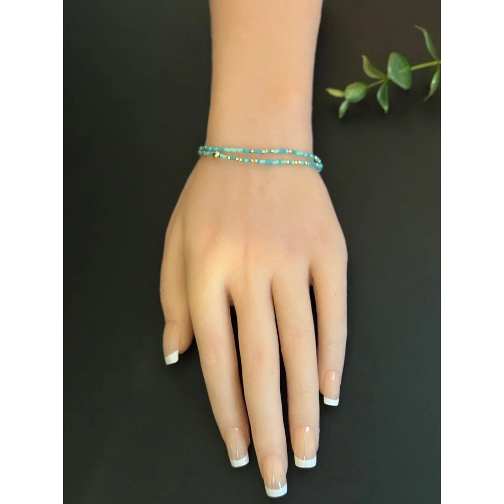 enewton Hope Unwritten Bracelet Set Turquoise Gold Filled Beaded Stretch 2pc